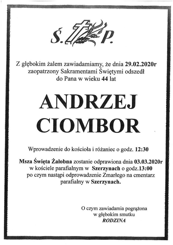 Miniaturka artykułu Nie żyje naczelnik OSP Szerzyny. Andrzej Ciombor miał 44 lata.