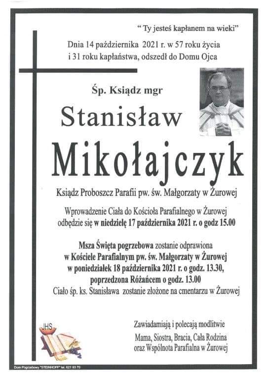 Miniaturka artykułu Link do Mszy św. pogrzebowej Księdza Proboszcza Stanisława Mikołajczyka
