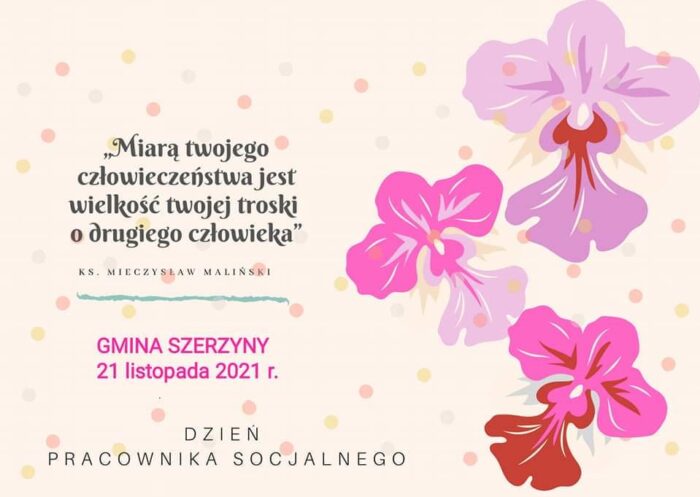 Miniaturka artykułu Życzenia Grzegorza Gotfryda Wójta Gminy Szerzyny z okazji Dnia Pracownika Socjalnego