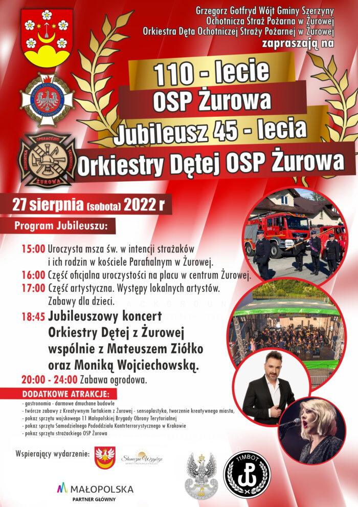 Miniaturka artykułu Jubileusz OSP Żurowa – Partnerem Głównym wydarzenia jest Województwo Małopolskie